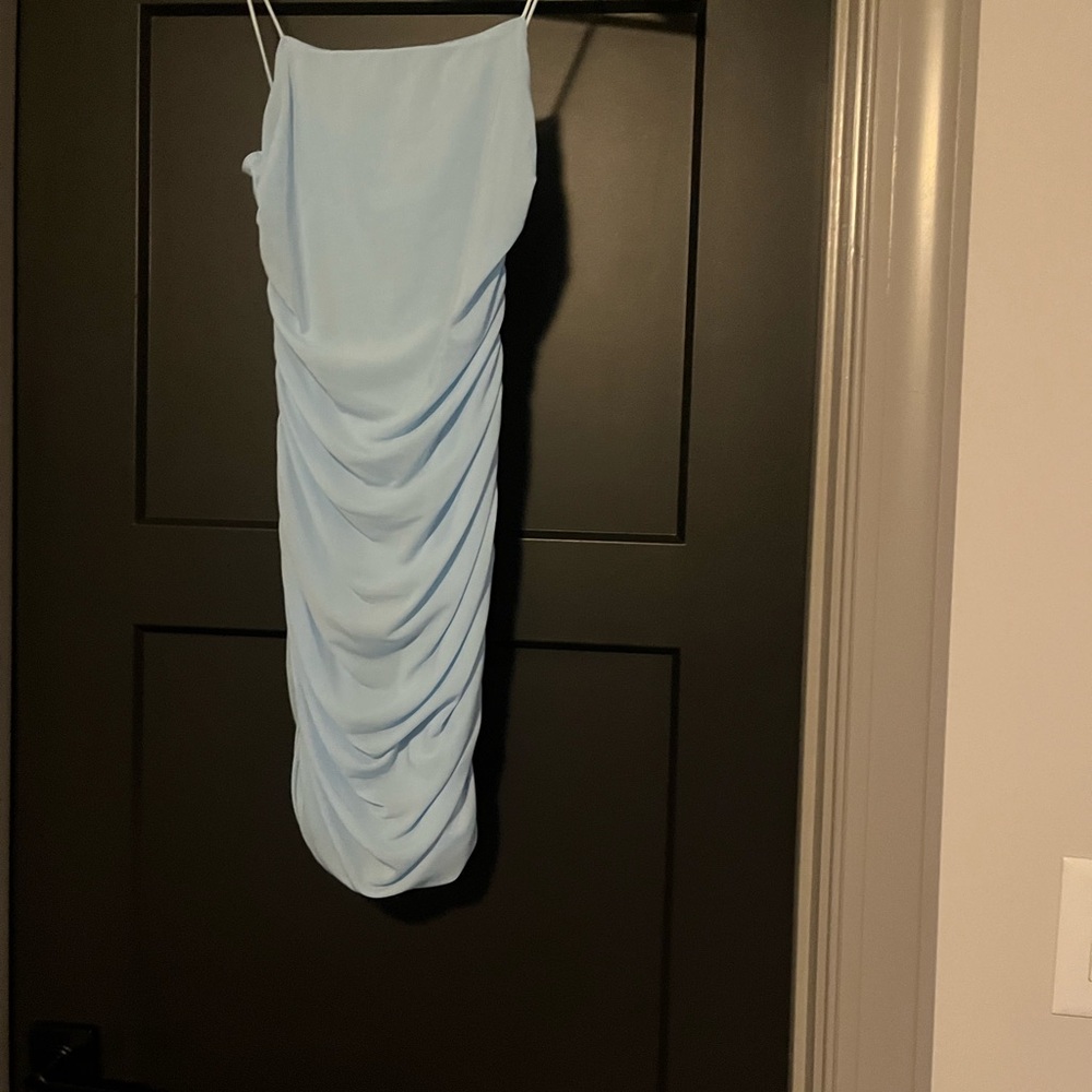 HELLO MOLLY-Elegant Light Blue Ruched Dress